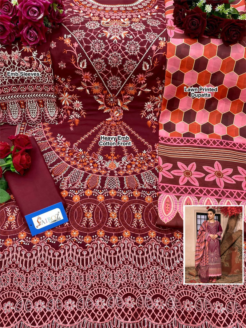 Sairoz Fabs Maria Vol 2 Pure Cotton With Heavy Embroidery Stylish Designer Pakistani Festive Wear Salwar Kameez