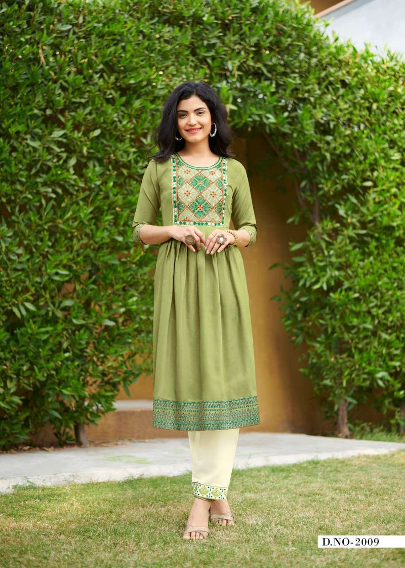 Rangjyot Maria Vol 2 Rayon Stylish Fancy Wear Kurtis With Bottom