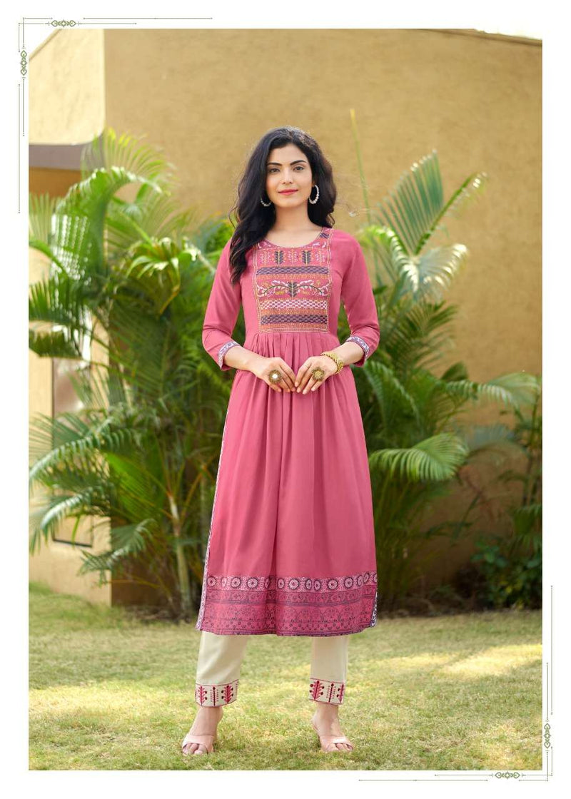 Rangjyot Maria Vol 2 Rayon Stylish Fancy Wear Kurtis With Bottom