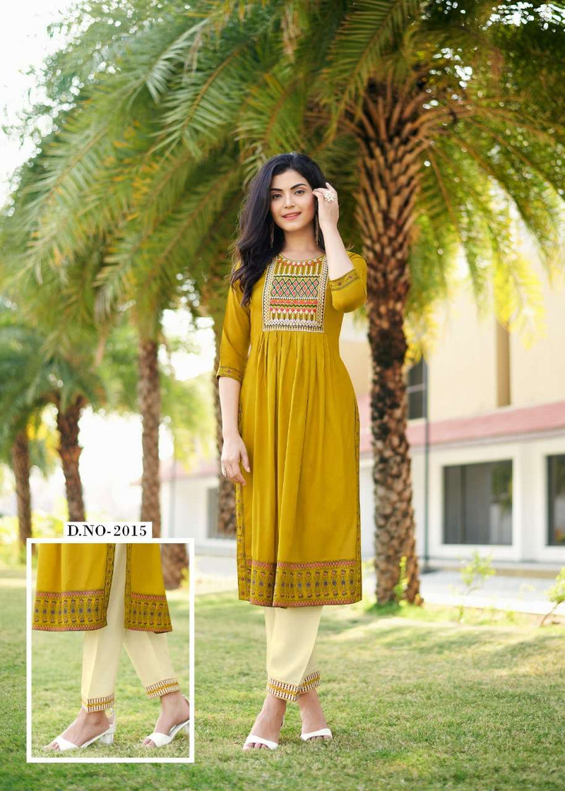 Rangjyot Maria Vol 2 Rayon Stylish Fancy Wear Kurtis With Bottom