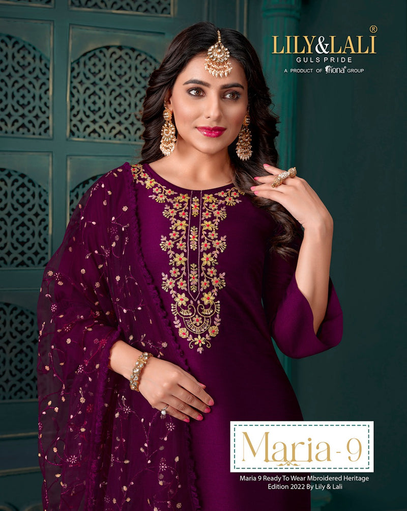 Lily And Lali Maria Vol 9 Fancy With Heavy Hand Work Stylish Designer Festive Wear Fancy Kurti