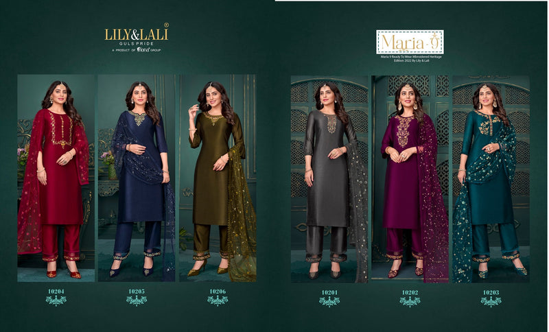 Lily And Lali Maria Vol 9 Fancy With Heavy Hand Work Stylish Designer Festive Wear Fancy Kurti