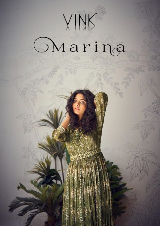 Vink Marina Pure Chiffon With Heavy Hand Work Stylish Designer Party Wear Long Gown