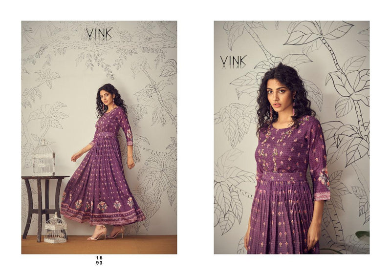 Vink Marina Pure Chiffon With Heavy Hand Work Stylish Designer Party Wear Long Gown