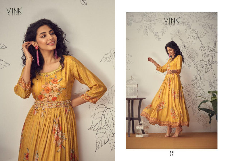 Vink Marina Pure Chiffon With Heavy Hand Work Stylish Designer Party Wear Long Gown