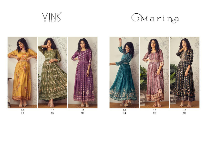 Vink Marina Pure Chiffon With Heavy Hand Work Stylish Designer Party Wear Long Gown
