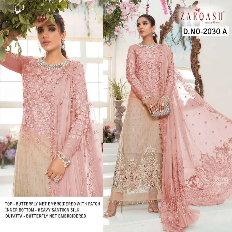 Zarqash Mariya B Embroidered Z 2030 Butterfly Net Pakistani Style Wedding Wear Designer Salwar Suits