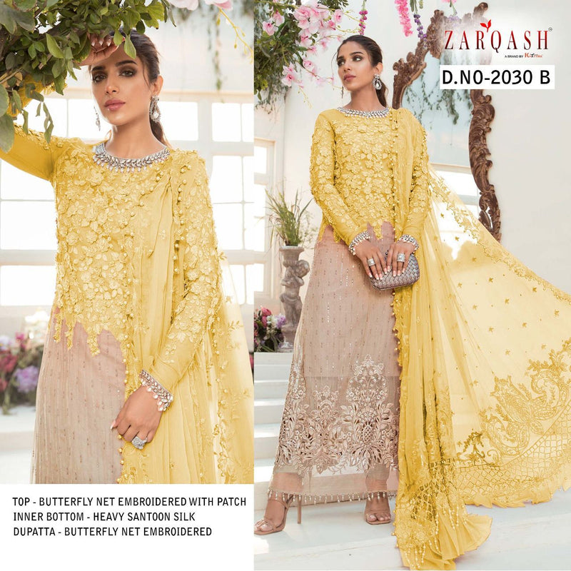 Zarqash Mariya B Embroidered Z 2030 Butterfly Net Pakistani Style Wedding Wear Designer Salwar Suits