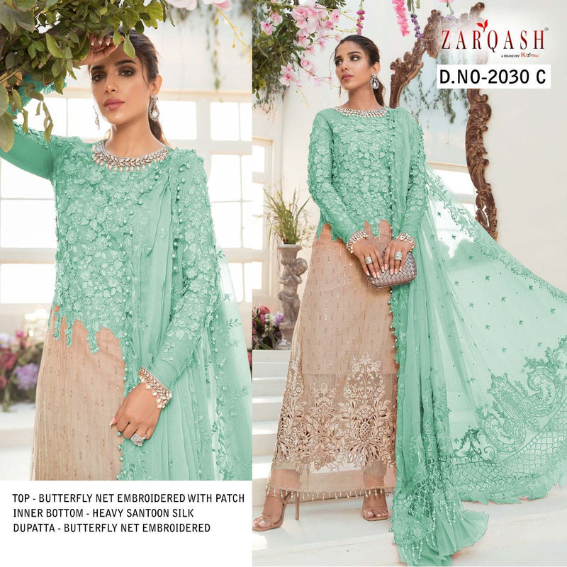 Zarqash Mariya B Embroidered Z 2030 Butterfly Net Pakistani Style Wedding Wear Designer Salwar Suits