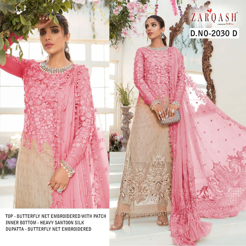 Zarqash Mariya B Embroidered Z 2030 Butterfly Net Pakistani Style Wedding Wear Designer Salwar Suits