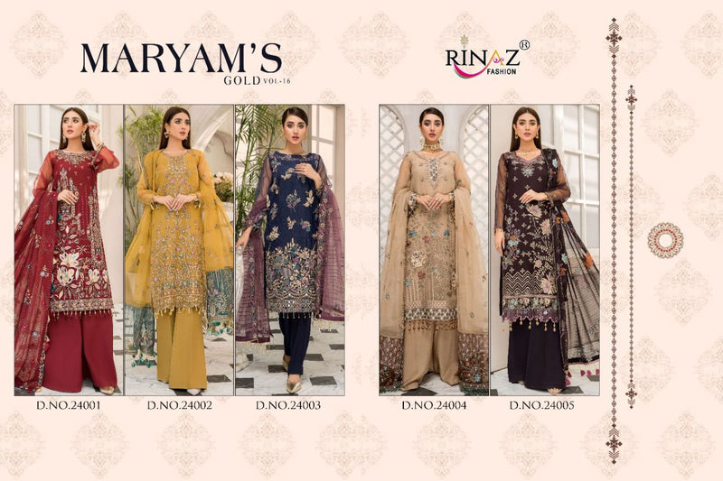 Rinaz Fashion Mariyam's Gold Vol 16 Pakistani Style Wedding Wear Salwar Kameez