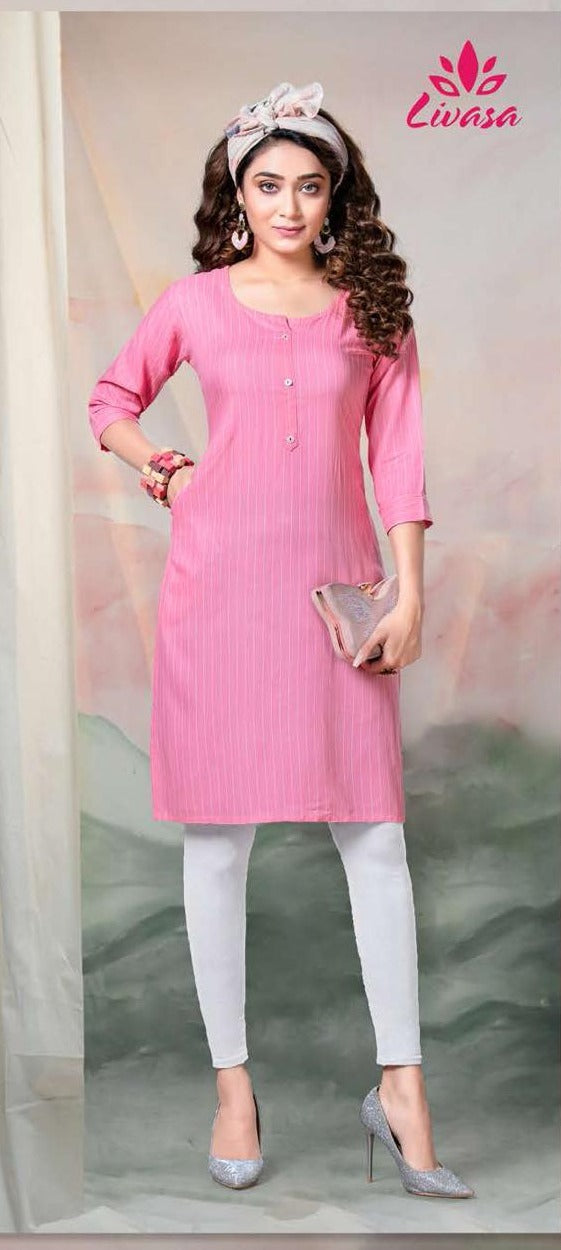 Liwasa Marvel Vol 4 Rayon Straight Fancy Kurtis