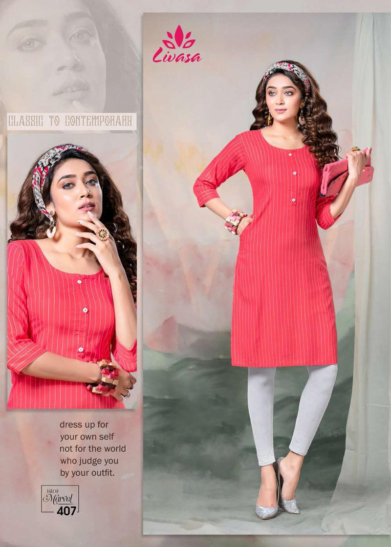 Liwasa Marvel Vol 4 Rayon Straight Fancy Kurtis