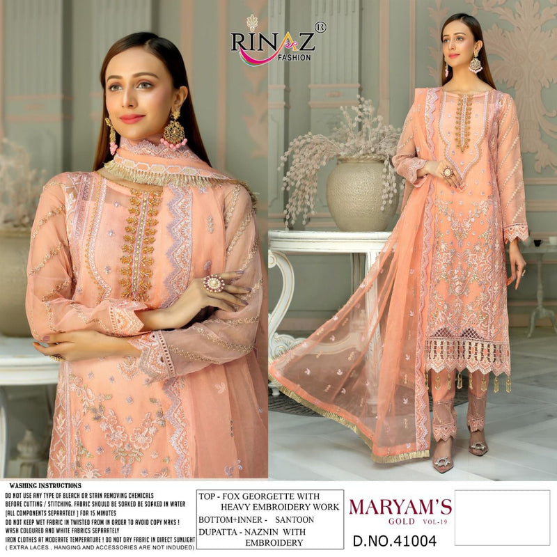 Rinaz Fashion Maryam Gold B Vol 19 Georgette With Heavy Embroidery Work Stylish Designer Pakistani Salwar Kameez