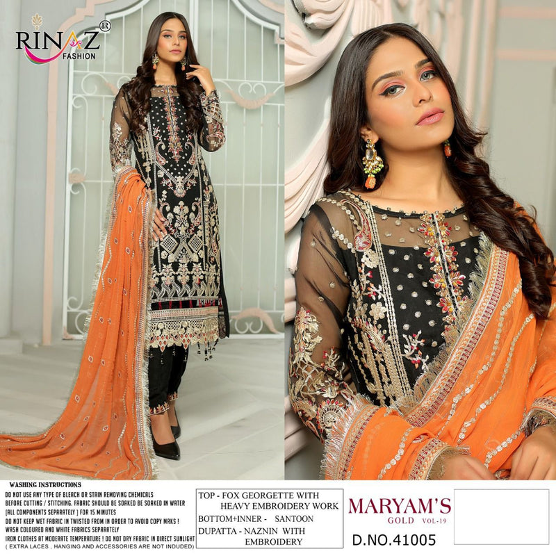 Rinaz Fashion Maryam Gold B Vol 19 Georgette With Heavy Embroidery Work Stylish Designer Pakistani Salwar Kameez