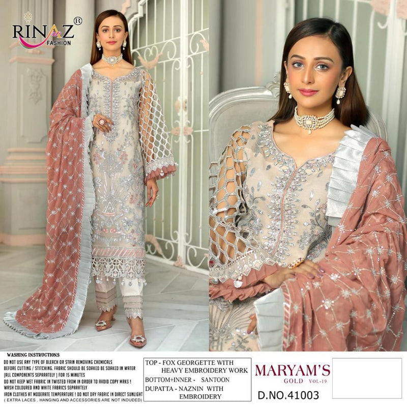 Rinaz Fashion Maryam Gold B Vol 19 Georgette With Heavy Embroidery Work Stylish Designer Pakistani Salwar Kameez