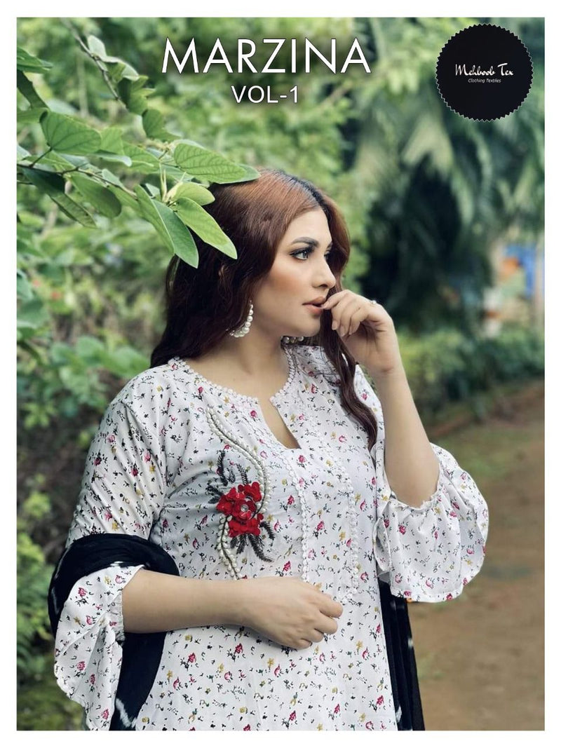 Mehboob Tex Marzina Vol 1 Fancy With Fancy Embroidery Work Stylish Designer Party Wear Long Kurti