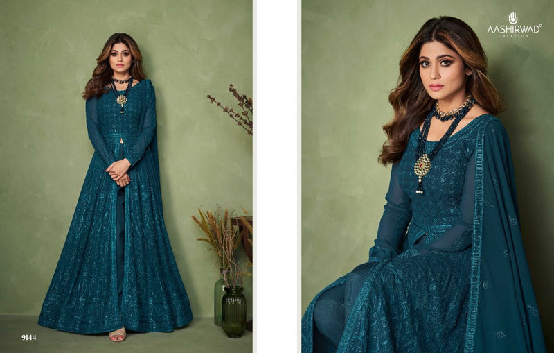 Aashirwad Creation Masakali Georgette With Elegant Work Stylish Designer Festive Wear Long Gown