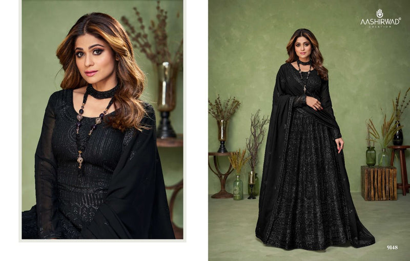 Aashirwad Creation Masakali Georgette With Elegant Work Stylish Designer Festive Wear Long Gown