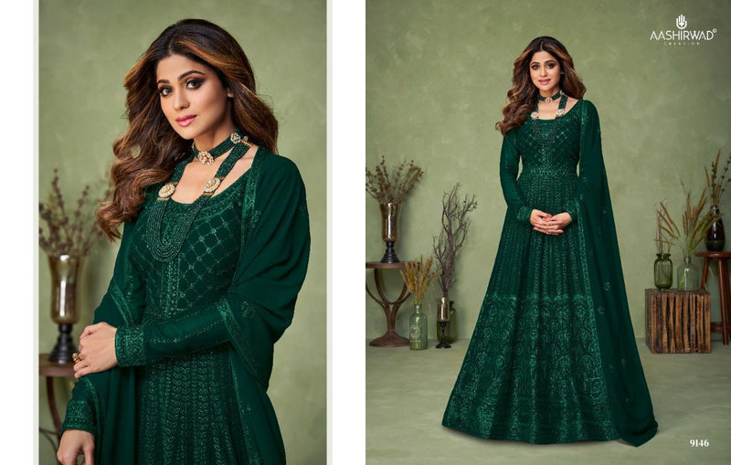 Aashirwad Creation Masakali Georgette With Elegant Work Stylish Designer Festive Wear Long Gown