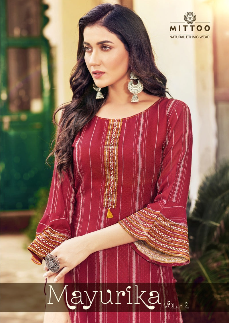 Mittoo Mayurika Vol 4 Viscose  Party Wear Kurti