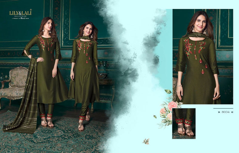 Lily & Lali Meera Pure Maslin A Line Stylish Party Wear Kurtis With Set Of Bottom & Dupatta