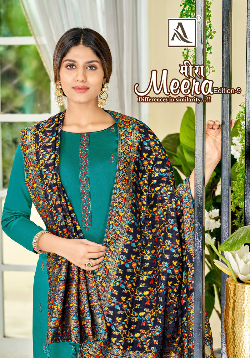 Alok Suits Meera Edition Vol 9 Jam Cotton Dyed Fancy Embroidery Swarovski Diamond Work Fancy Designer Wear Salwar Suit