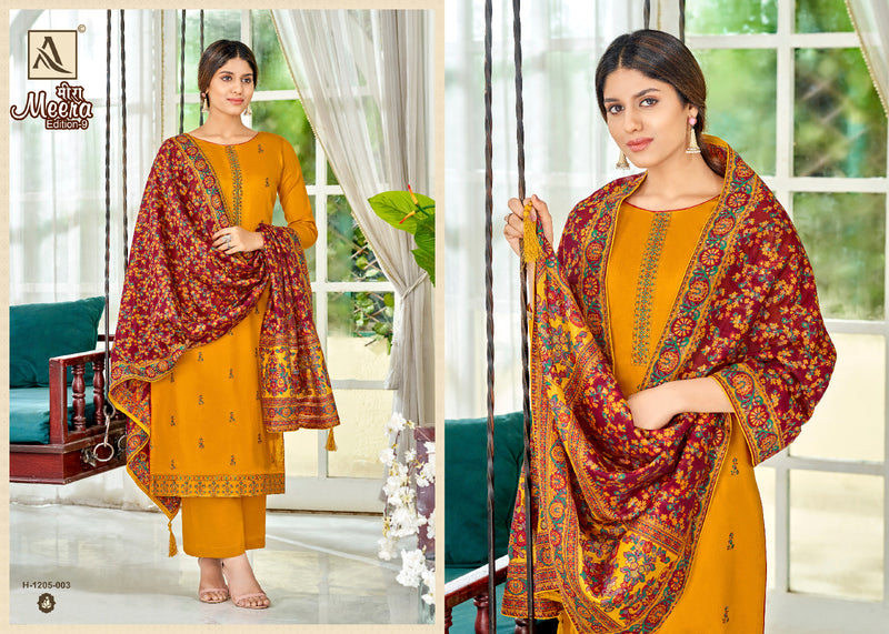 Alok Suits Meera Edition Vol 9 Jam Cotton Dyed Fancy Embroidery Swarovski Diamond Work Fancy Designer Wear Salwar Suit