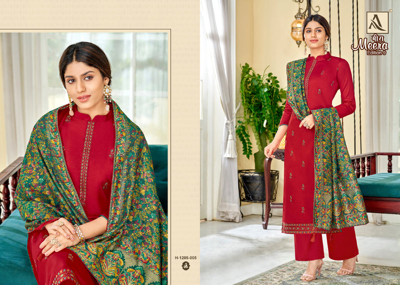 Alok Suits Meera Edition Vol 9 Jam Cotton Dyed Fancy Embroidery Swarovski Diamond Work Fancy Designer Wear Salwar Suit