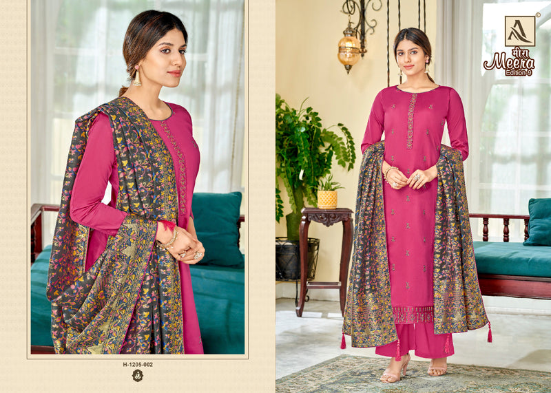 Alok Suits Meera Edition Vol 9 Jam Cotton Dyed Fancy Embroidery Swarovski Diamond Work Fancy Designer Wear Salwar Suit