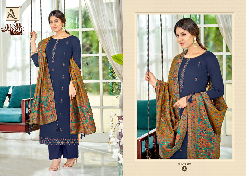 Alok Suits Meera Edition Vol 9 Jam Cotton Dyed Fancy Embroidery Swarovski Diamond Work Fancy Designer Wear Salwar Suit