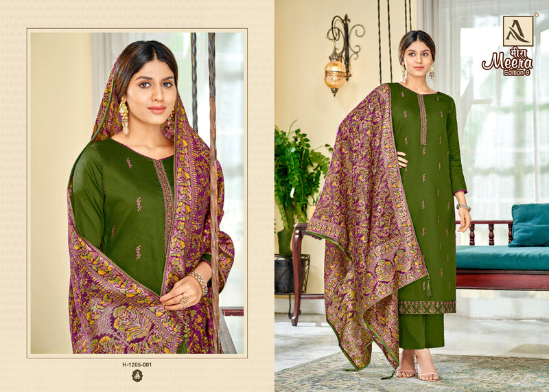 Alok Suits Meera Edition Vol 9 Jam Cotton Dyed Fancy Embroidery Swarovski Diamond Work Fancy Designer Wear Salwar Suit