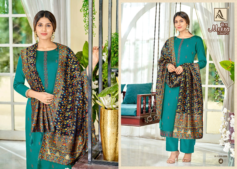 Alok Suits Meera Edition Vol 9 Jam Cotton Dyed Fancy Embroidery Swarovski Diamond Work Fancy Designer Wear Salwar Suit