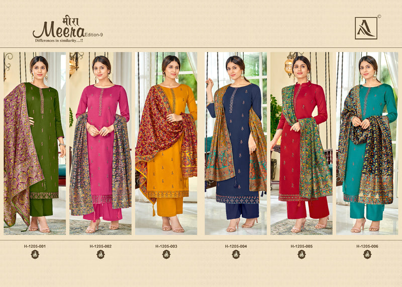 Alok Suits Meera Edition Vol 9 Jam Cotton Dyed Fancy Embroidery Swarovski Diamond Work Fancy Designer Wear Salwar Suit