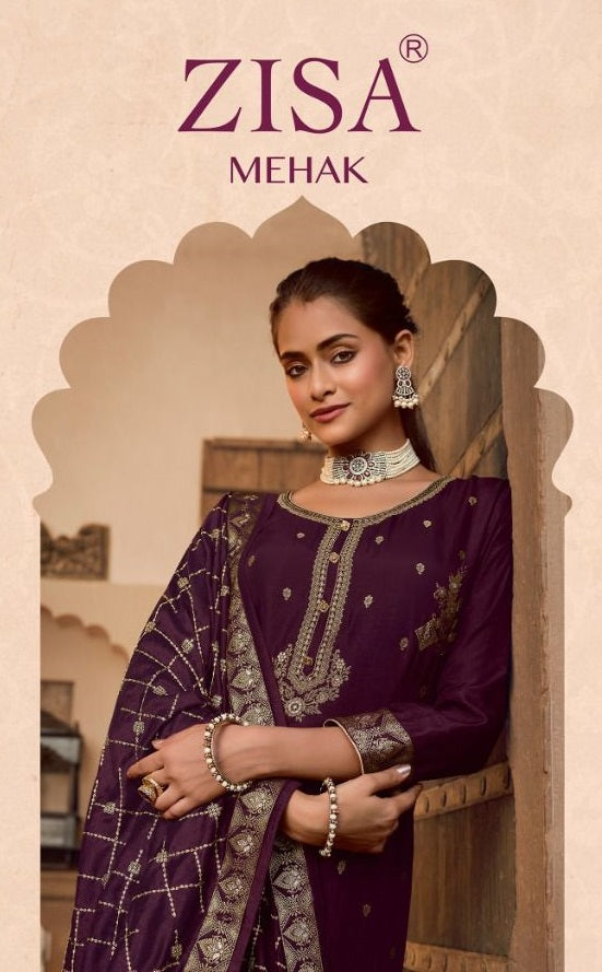 Zisa Mehak Jacquard Embroidery Work Fancy Designer Partywear Salwar Kameez