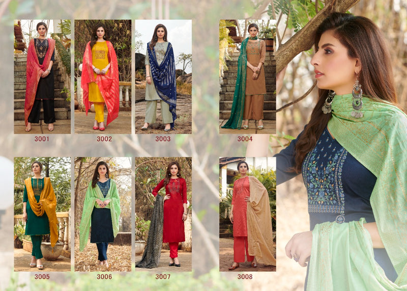 7 Clouds Mehandi Jam Cotton Fancy Stylish Embroidered Salwar Suits