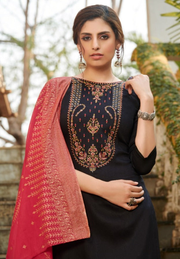 7 Clouds Mehandi Jam Cotton Fancy Stylish Embroidered Salwar Suits