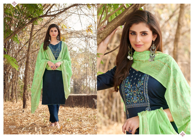 7 Clouds Mehandi Jam Cotton Fancy Stylish Embroidered Salwar Suits