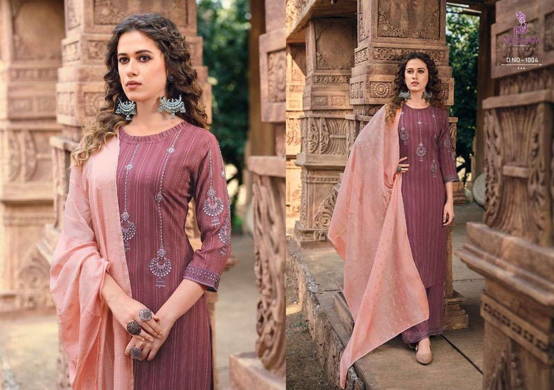 Poonam Designer Mehek Viscose Jacquard Party Wear Kurtis With Bottom And Dupatta