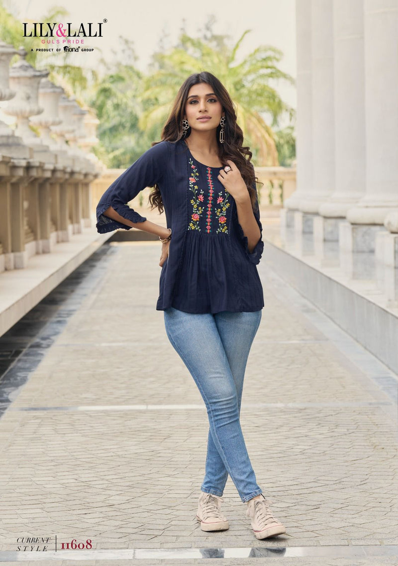 Lily And Lali Melody Vol 2 Fancy Viscose Rayon Pattern Fabrics Fancy Casual Wear Kurti