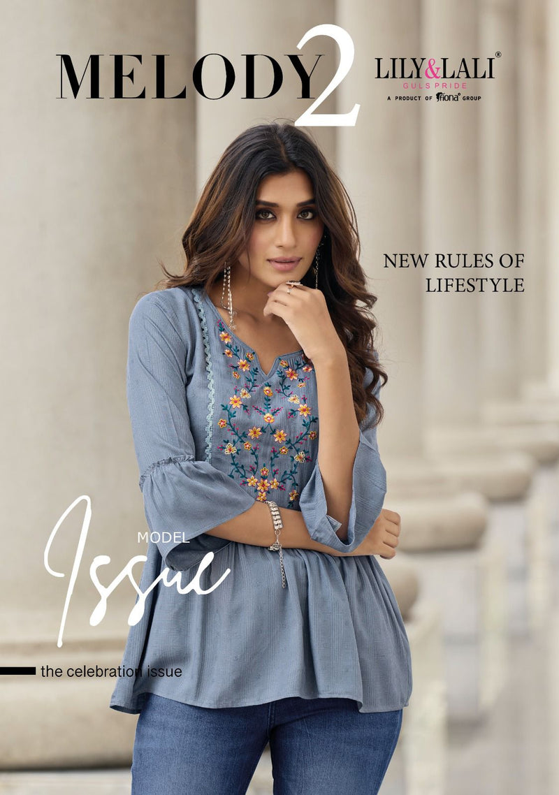 Lily And Lali Melody Vol 2 Fancy Viscose Rayon Pattern Fabrics Fancy Casual Wear Kurti