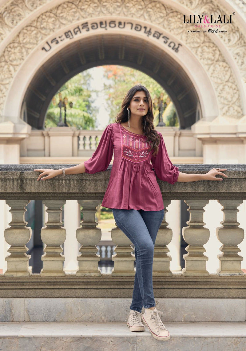 Lily And Lali Melody Vol 2 Fancy Viscose Rayon Pattern Fabrics Fancy Casual Wear Kurti