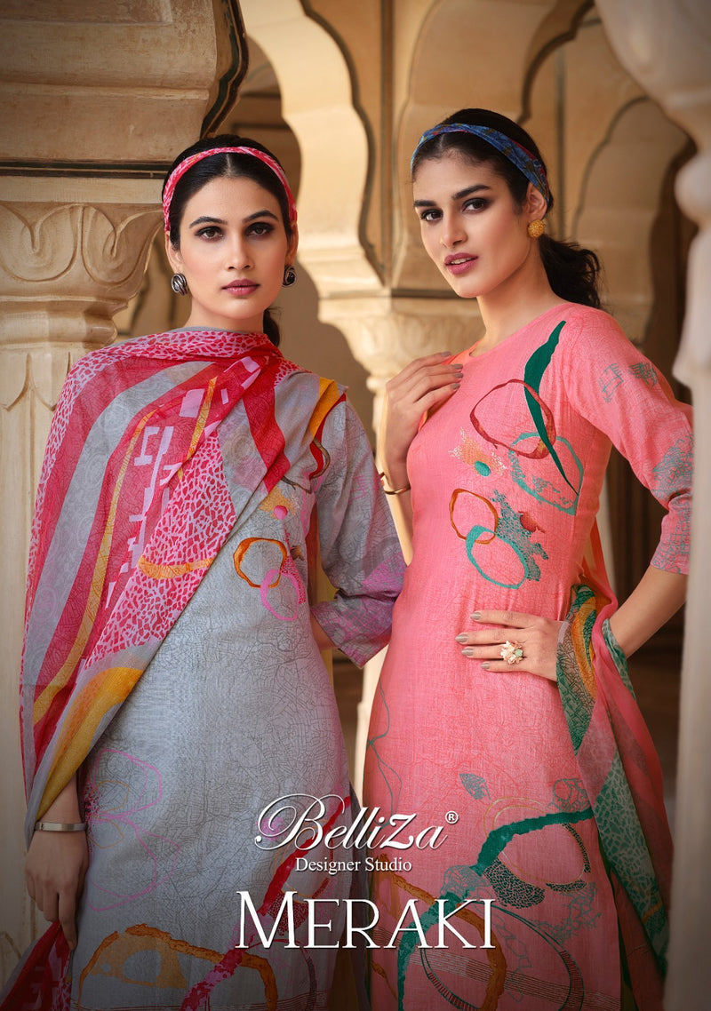Belliza Designer Studio Meraki Pure Linen Cotton Printed Designer Salwar Suit
