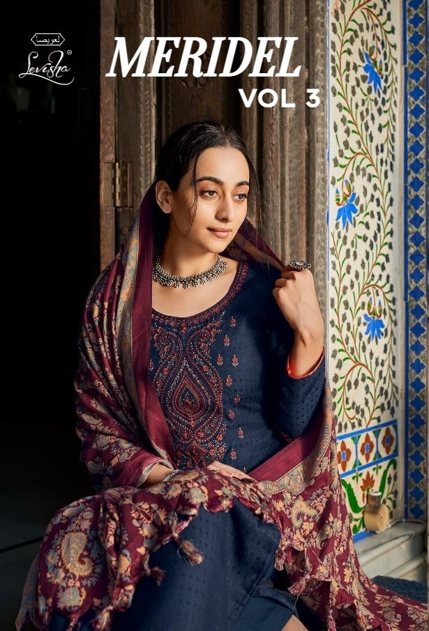Levisha Meridel Vol 3 Pashmina Printed With Beautiful Embroidery Work Stylish Designer Salwar Kameez