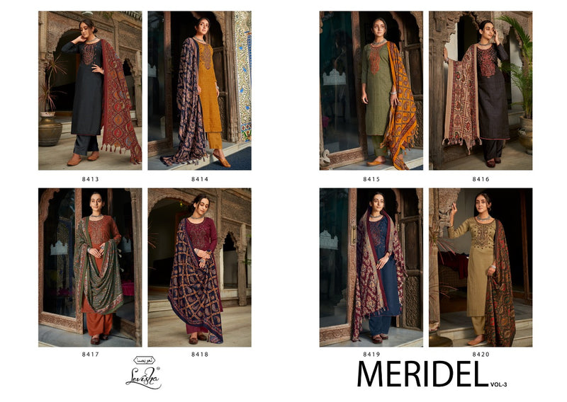 Levisha Meridel Vol 3 Pashmina Printed With Beautiful Embroidery Work Stylish Designer Salwar Kameez