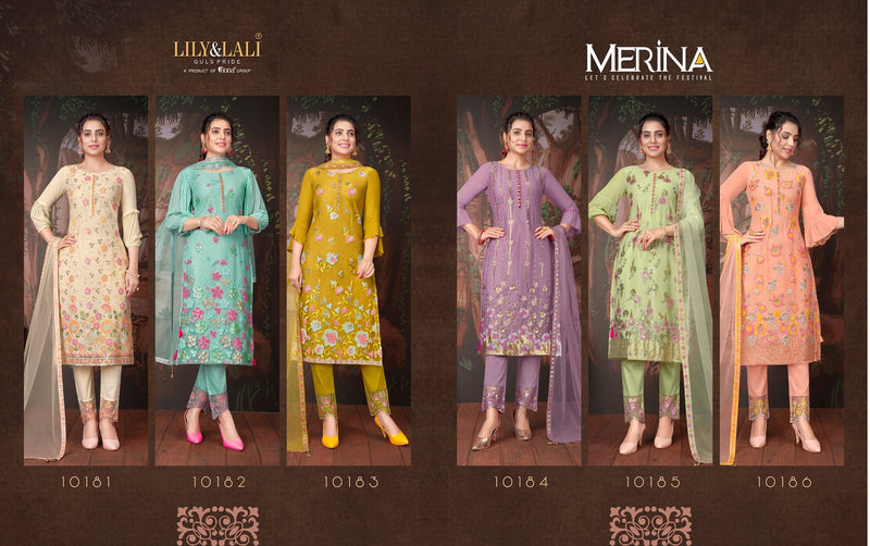Lily And lali Merina Heavy Net With Hand work Stylish Designer Festive Wear Kurti