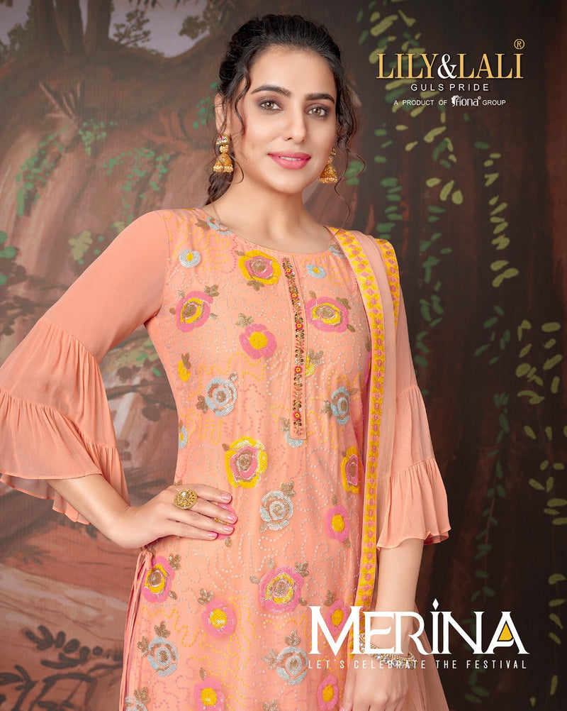 Lily And lali Merina Heavy Net With Hand work Stylish Designer Festive Wear Kurti