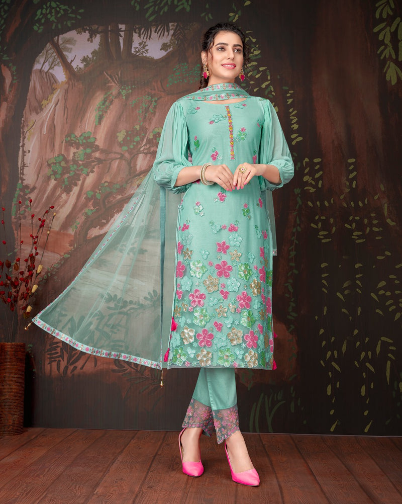 Lily And lali Merina Heavy Net With Hand work Stylish Designer Festive Wear Kurti