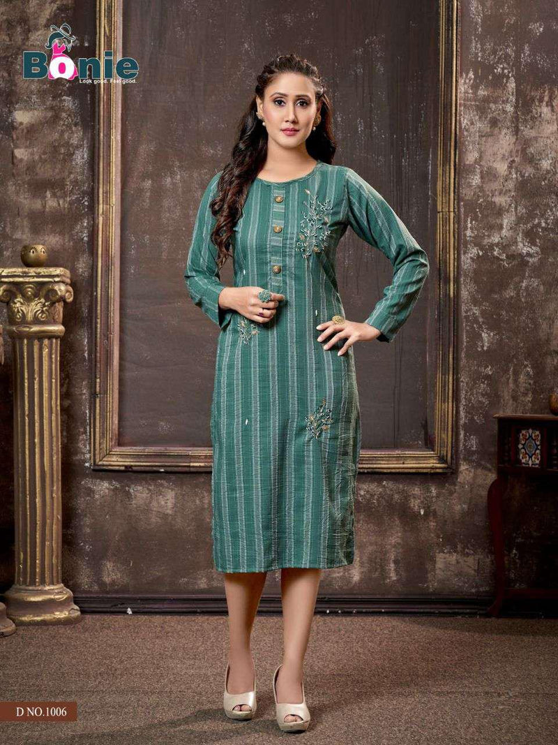 Bonie Miesha Heavy Lining Silk Fancy Wear Kurtis With Hand Work