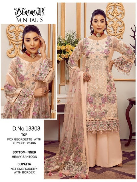 Noor Minhal Vol 5 Georgette Embroidered Wedding Wear Pakistani Salwar Suits
